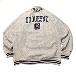 Champion Reverse Weave Duquesne University Sweatshirt Mens XL Gray Striped Trim